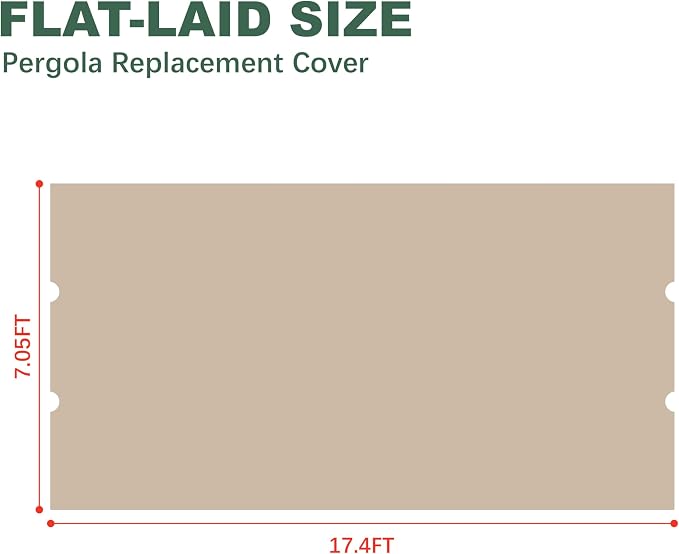 85''x 208'' Universal Replacement Pergola Cover for Pergola L-PG080PST and Other Same Size of Pergolas, (Light Beige)