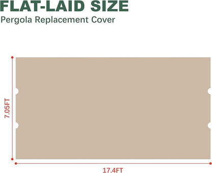 85''x 208'' Universal Replacement Pergola Cover for Pergola L-PG080PST and Other Same Size of Pergolas, (Light Beige)