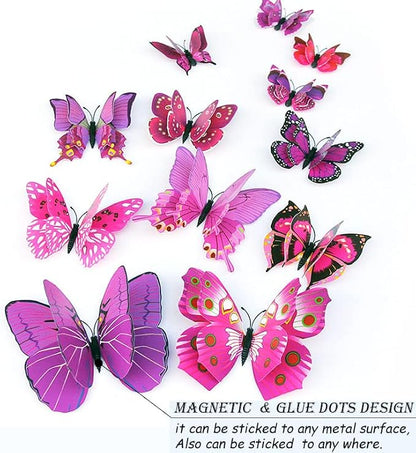 OPSEAM Butterfly Wall Decor 24/48 PCS, 3D Butterflies Stickers for Party Decorations with Magnets (Purple, 48)