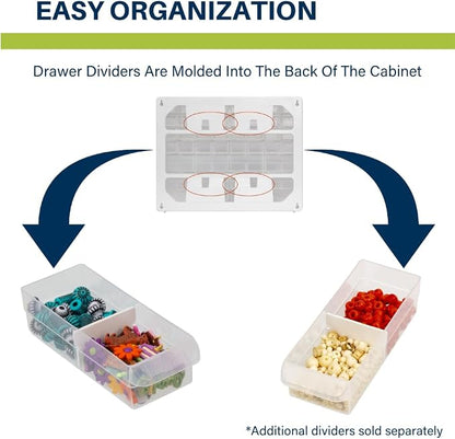 Akro-Mils 64-Drawer Plastic Drawer Storage Cabinet for Garage Organization, Bead Organizer, Building Bricks Storage, Teacher Toolbox, Makeup Organizer, 20-Inch W x 6-Inch D x 16-Inch H, 10164 White
