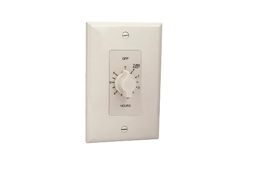 nsi INDUSTRIES TORK A506HW Spring-Wound In-Wall Twist Timer , 6-Hour Length and White Faceplate, for Automatic Shutoff of Fans or Lights