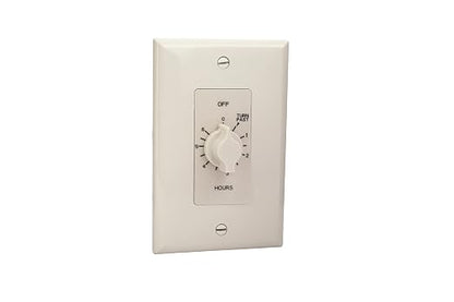 nsi INDUSTRIES TORK A506HW Spring-Wound In-Wall Twist Timer , 6-Hour Length and White Faceplate, for Automatic Shutoff of Fans or Lights