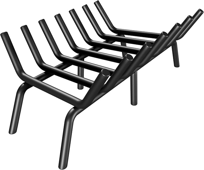 SUZLON Fireplace Grate 24 inch 7 Bar Fireplace Log Grate Heavy Duty Solid Steel Indoor Chimney Hearth with 6 Enhanced Stability Legs Kindling Tools Pit Wood Stove Firewood Burning Rack Holder