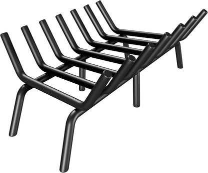 SUZLON Fireplace Grate 24 inch 7 Bar Fireplace Log Grate Heavy Duty Solid Steel Indoor Chimney Hearth with 6 Enhanced Stability Legs Kindling Tools Pit Wood Stove Firewood Burning Rack Holder