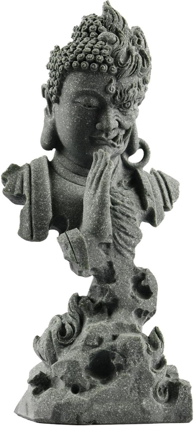 livelyfish Meditating Buddha Statue Zen Garden Statues Sandstone Thinker Buddha Sculpture Figurine for Fish Tank Aquarium Home Decorations, Gift (CS)