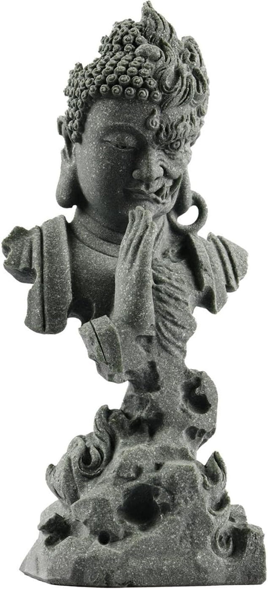 livelyfish Meditating Buddha Statue Zen Garden Statues Sandstone Thinker Buddha Sculpture Figurine for Fish Tank Aquarium Home Decorations, Gift (CS)