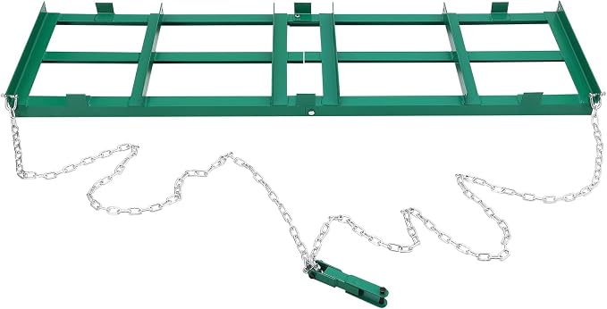 GarveeTech 6 ft Drag Harrow Driveway Grader, Heavy Duty Power Rake with 6 ft Chain, Tow Behind Lawn Rake for ATV, UTV, Tractor, Mower, Land Leveler for Gravel, Sand, Soil, Hay