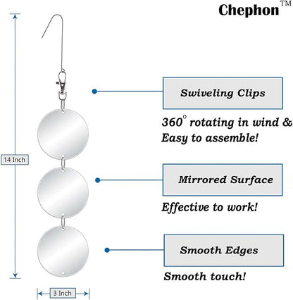 Chephon Upgraded Bird Scare Discs Set - Large 24 Discs - Highly Reflective Double-Sided Bird Reflectors Scare Devices - Better to Keep Most Birds Away Like Woodpecker and Pigeon