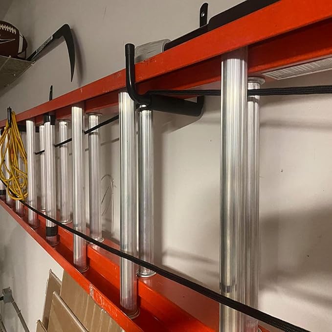 8 Pack Wall Mount Storage Hooks, 9.6IN Garage Utility Hanger for Ladder, Hold Chairs, Garden Tool, Hose, Bike