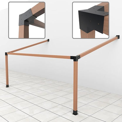 Pergola Kit with Brackets, 15°Slanted Roof Pergola Bracket Kit, Roof Wall Mount Extension Bracket Kit 3-Way Brackets for Pergolas,Log Cabin Outdoor Pergola 4"x 4" (Actual 3.5" X 3.5") Lumber