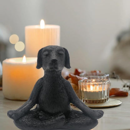 Meditation Buddha Ornament Meditation Dog Decoration Yoga Dog Garden Gift (Black)