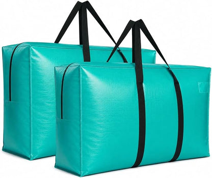 Extra Large Storage Bags, Jumbo Moving Tent Storage Bags, Foldable Big Turquoise XXL Duffle Bag for Travel,Christmas Tree Bag, 42x23x13.5inch - 2PACK