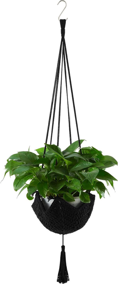 Shappy 1 Pack Boho Macrame Plant Hanger, Large Hanging Planter Plant Holder Pot Hanger Hanging Basket Wall Planters, Plants Lover Gift for Indoor Garden (Classic,Black)
