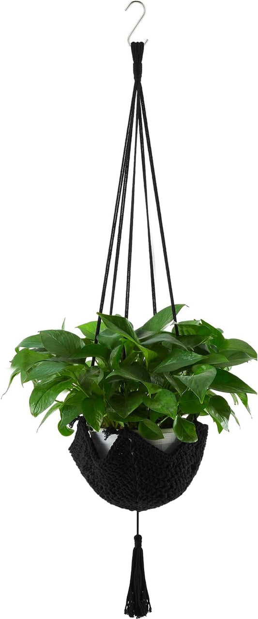 Shappy 1 Pack Boho Macrame Plant Hanger, Large Hanging Planter Plant Holder Pot Hanger Hanging Basket Wall Planters, Plants Lover Gift for Indoor Garden (Classic,Black)