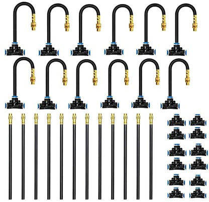 Bluepro Drip Irrigation System 7.8inch 1/4", 2026-Upgrade Garden Sprinkler Kit with 12PCS 360° Adjustable Copper Nozzles, Automatic Misting Watering System for Raised Beds, Greenhouse, Lawn, Patio