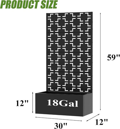 Casaphoria Metal Raised Garden Bed with Trellis, 59"x30"x12" Planter Box for Climbing Plants, Vegetables & Vines, Features Drainage Holes and Privacy Screen, Black-Square