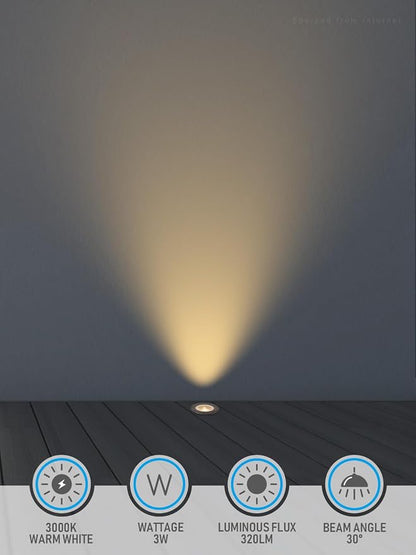 LEONLITE 12-Pack 3W 3000K Well Lights Landscape LED In Ground, 12-24V AC/DC Low Voltage, CRI90 IP67 Inground Well Lights Outdoor, Rock Color Aluminum Housing, Embedded Parts Included