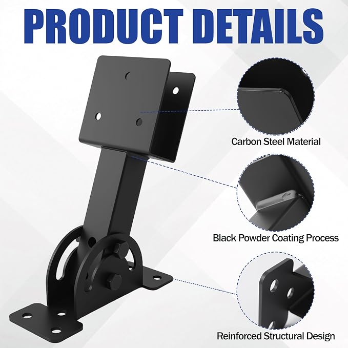 4 Pcs 2“x 4”Heavy Duty Roof Riser Brackets Kit | Adjustable Height Angle Pergola Brackets|Roof Riser Beam Bracket for Gazebos|Carports|and Patios