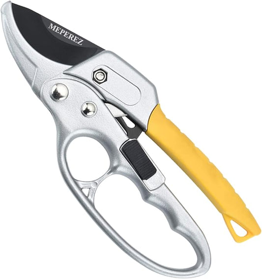 Premium Germany - Steel Pruning Shears, Work 3 Times Easier, Pruners Heady Duty, Sharp Garden Clippers Cuting Florist Flower, Hedge, Herb, Rose, Indoor Live Plants, Arthritis Weak Hand Snips