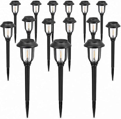 Solar Lights Outdoor 12 Pack, Solar Pathway Lights Warm White, Waterproof Auto On/Off Solar Powered Garden Lights for Yard Landscape, Walkway, Path, Driveway Decor