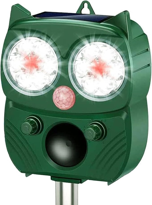 Solar Animal Repeller, Ultrasonic Repellent, Motion Detection, LED Flashing Light, Dog, Cat Repellent, Squirrel, Raccoon, Skunk, Rabbit, Rodent, Fox, Deer, etc.