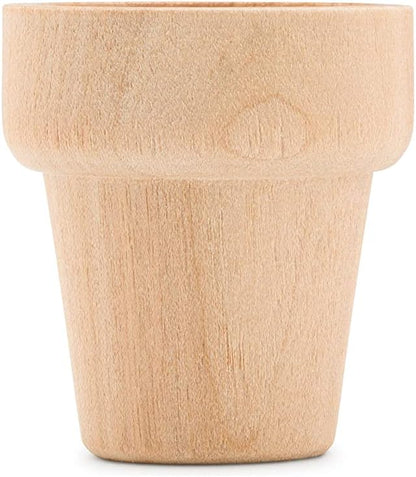 Woodpeckers Mini Wood Flower Pot 5/8-inch x 9/16-inch, Pack of 24 Unfinished Flower Pot Mini, Small Flower Pot for Crafts
