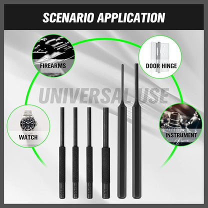 7-Piece Premium Roll Pin Starter Punch and Install Punch Set - 1/16, 5/64, 3/32, 1/8-inch