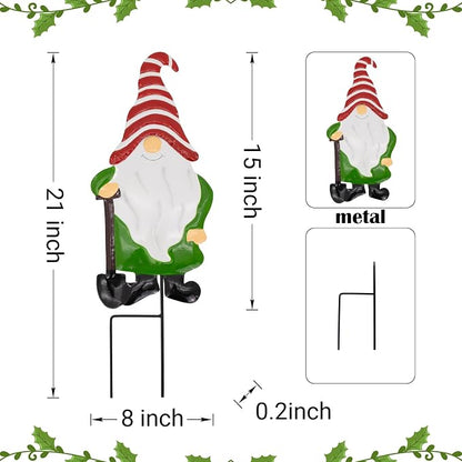 Garden Gnome Decorative Stake, Metal Shovel Standing Silhouette Art | Outdoor Iron Shovel Standing Yard Silhouette, Waterproof Weather Resistant Elf Lawn Ornament for Patio Porch Wall Art