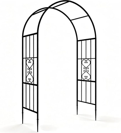 Metal Garden Arch – 47"(L) x 87"(H) Entrance Arbor, Rust-Proof Arbor Trellis, Garden Gate Arch for Backyard Entryway, Trellis for Roses, Ivy, Outdoor Arch for Courtyard, Patio, Garden Door