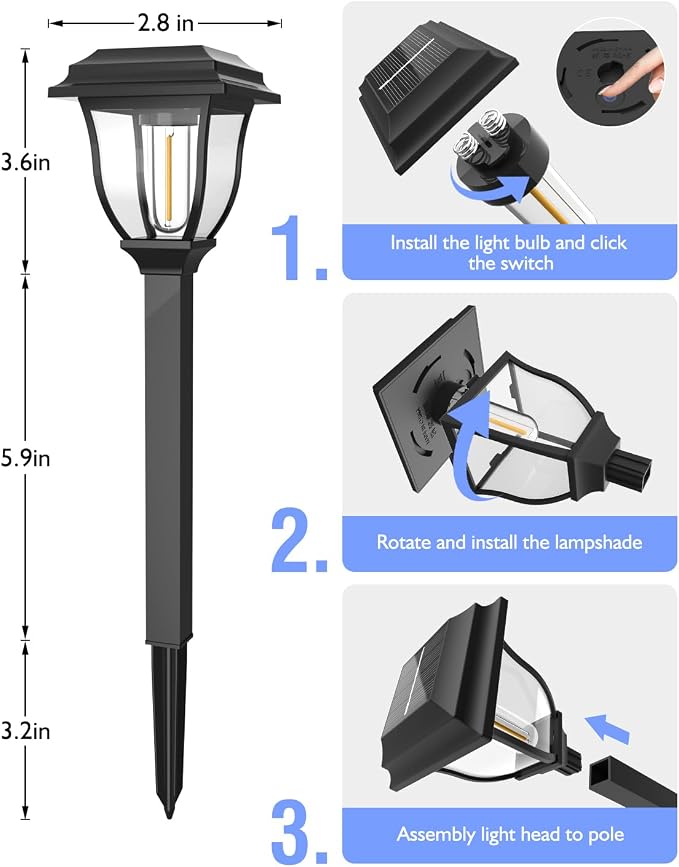 Solar Pathway Lights 12 Pack Mini Outdoor 3000K Bright Auto On/Off Solar Garden Lights Long Lasting Solar Powered Landscape Light for Path Yard Walkway Lawn Driveway Decor Lighting - Warm White