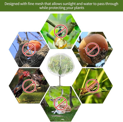 2Pcs 10X10ft Fruit Tree Netting Covers for Birds and Squirrels –Bird Nets for Fruit Trees with Zipper and Drawstring, Extra Large Durable Mesh Garden Netting to Protect Fruit Trees