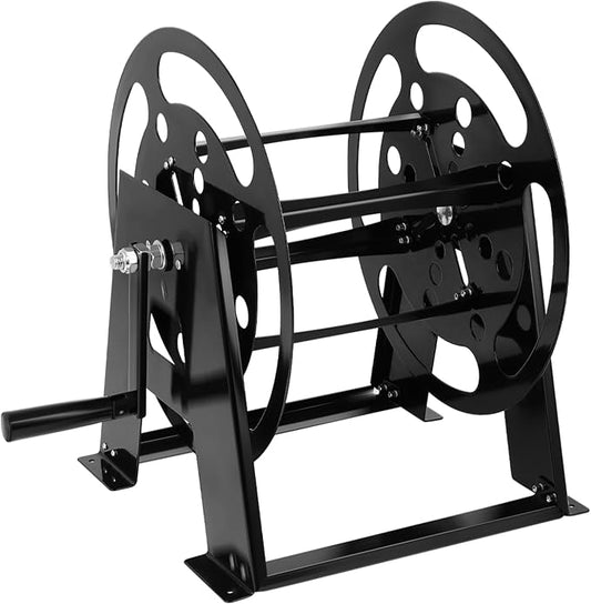 RV Extension Cord Storage Reel, Mountable Metal Reel Frame Holds Up To 200 Feet Of 15A (12/3 AWG), Power Cord Reel with Durable Bearings ＆ Foldable Handle