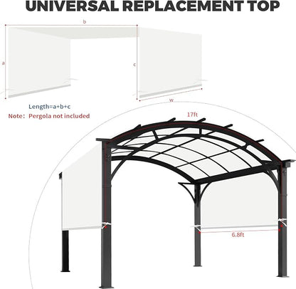 Universal Waterproof Pergola Canopy Shade Cover Replacement - 17'x6.8' Outdoor Sun Shades Canopy Top for Patio Gazebo Deck Balcony Porch, Cover Only Cover (White)