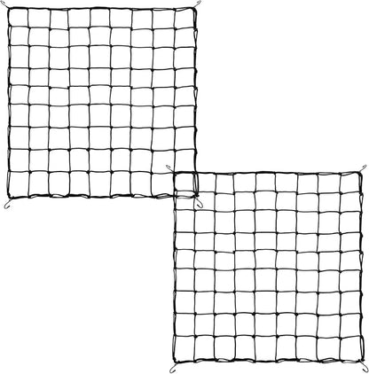 2 Pack 5x5 ft Elastic Trellis Netting for Grow Tent, Heavy Duty Plant Support Net with Steel Hooks and 100 Zip Ties, Black Garden Trellis Net for Tomatoes, Cucumbers, Vines