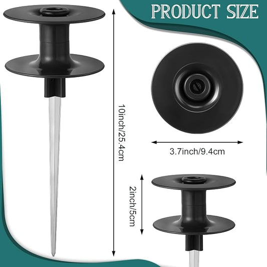Chumia 12 Pieces 10 Inch Garden Hose Guide Spike, Zinc Coated Rustproof Heavy Duty Metal Stake with Top, Keeps Garden Hose Out of Flower Beds, Guard for Yard Plant Protection (Black)