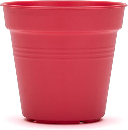 Mintra Garden Pots, 4 Pack Bulk Plastic Plant Pots with Drainage Tray, Round Indoor & Outdoor Decorative Planters with Drain Holes for Flowers, Herbs & Plants, 11cm Diameter – Coral, 4.3 in