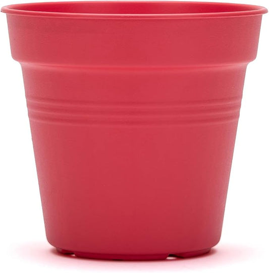 Mintra Garden Pots, 4 Pack Bulk Plastic Plant Pots with Drainage Tray, Round Indoor & Outdoor Decorative Planters with Drain Holes for Flowers, Herbs & Plants, 11cm Diameter – Coral, 4.3 in