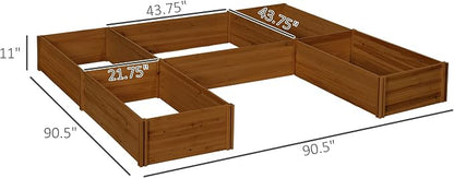 Outsunny 7.5x7.5ft DIY Raised Garden Bed, Large Wooden Planter Box with 5 Compartments, for Outdoor Plants, Vegetables, Flowers, Herbs, Easy Assembly, Brown