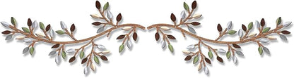 Hotop 2 Pieces Metal Tree Leaf Wall Decor Vine Olive Branch Leaf Wall Art Wrought Iron Scroll Sculptures Above the Bed, Living Room, Outdoor Decoration(Classic Style,Colorful)