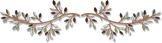 Hotop 2 Pieces Metal Tree Leaf Wall Decor Vine Olive Branch Leaf Wall Art Wrought Iron Scroll Sculptures Above the Bed, Living Room, Outdoor Decoration(Classic Style,Colorful)