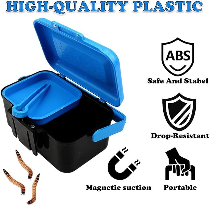 Small Size Mealworms Breeding Box Mealworms Feeding Kit to Breed Live Worms for Small Reptile Spider Manti Insects (Blue)