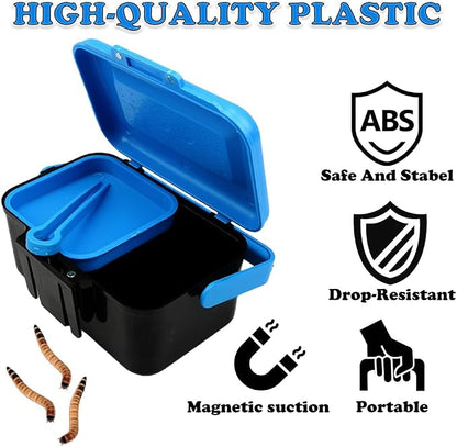 Small Size Mealworms Breeding Box Mealworms Feeding Kit to Breed Live Worms for Small Reptile Spider Manti Insects (Blue)