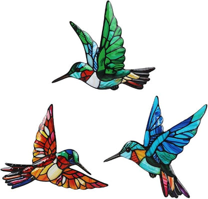 VEWOSTAR 3 Pcs Metal Hummingbird Wall Art, 3D Colorful Birds Outdoor Fence Wall Art Decor, Holiday Theme Garden Decor,Metal Bird Wall Decor for Modern Farmhouse Rustic Home