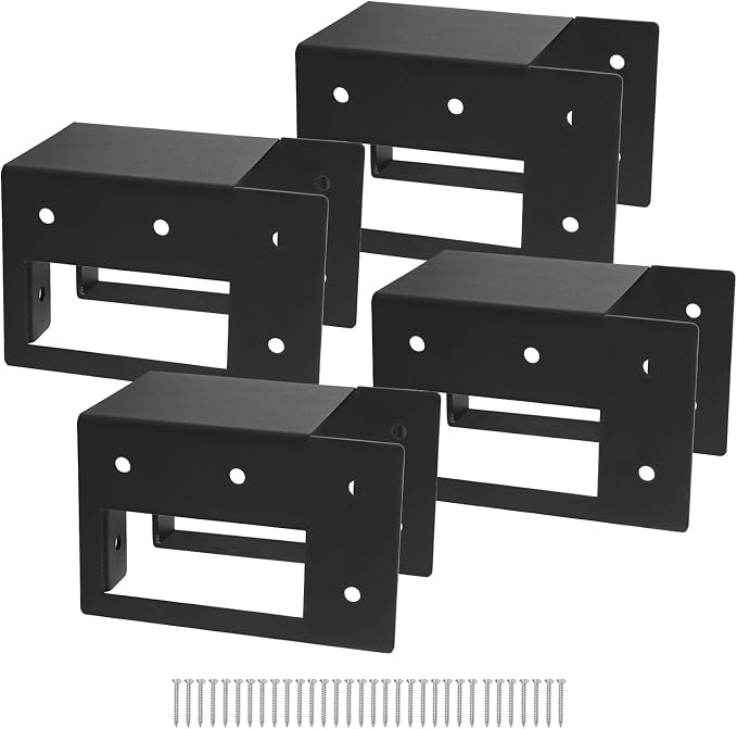 4 Pcs Firewood Rack Indoor Outdoor, Adjustable Bracket Powder Coated | Heavy Duty Steel Holder for Fireplace Wood Storage, Log Holder for Patio Deck, Sturdy, Easy Assembly