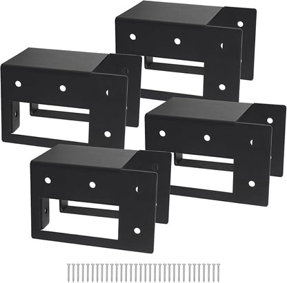 4 Pcs Firewood Rack Indoor Outdoor, Adjustable Bracket Powder Coated | Heavy Duty Steel Holder for Fireplace Wood Storage, Log Holder for Patio Deck, Sturdy, Easy Assembly