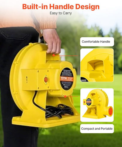 VEVOR Inflatable Blower, Electric Air Blower, Bounce House Blowing Pump, Commercial Corded Fan Pump for Castle Wate Slides Water Slide Bouncy Castle