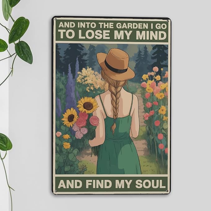 mmiishe Gardening Gifts Vintage Garden Metal Signs for Women gardeners Green House Decor Metal Art for Home Gardens Greenhouse Living Room Yard Backyard Outdoor Decor 8x12 Inches plant accessories