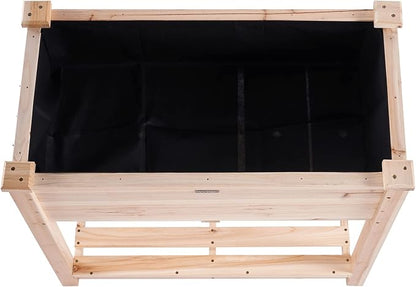 VEVOR Raised Garden Bed 34x18x30in with Sturdy Legs, High End Natural Fir Wood Planter Box Elevated Planting Stand for Backyard/Garden/Patio/Balcony w/Non -Woven Liner & 1 Set of Tool, 165lb Capacity