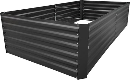 8x4x2FT Black Metal Raised Garden Bed Kit, Galvanized Outdoor Planter Box for Vegetables, Flowers, Herbs, Succulents and More
