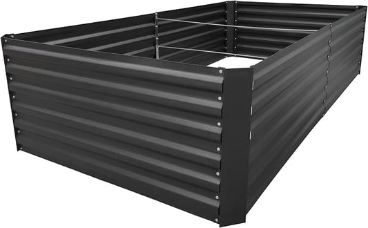 8x4x2FT Black Metal Raised Garden Bed Kit, Galvanized Outdoor Planter Box for Vegetables, Flowers, Herbs, Succulents and More